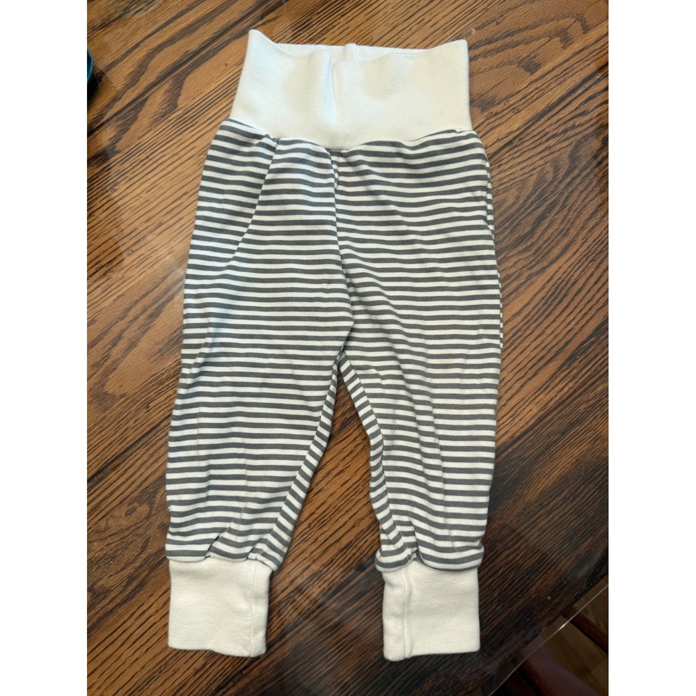 The Littlest Striped Jogger Pants Kids 3-6 Months Grey White Organic Cotton